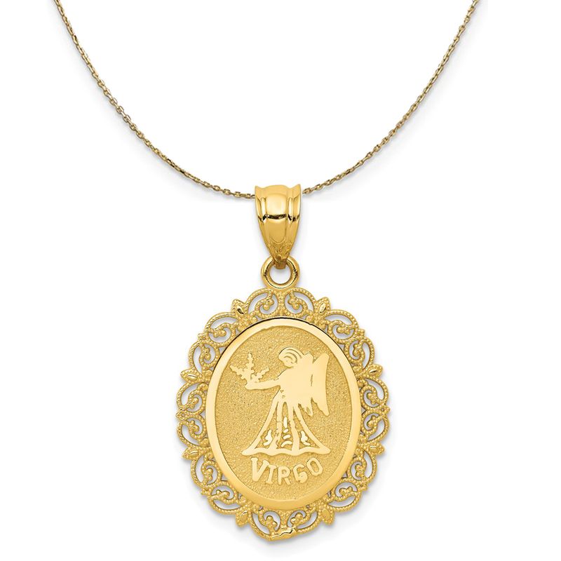 14k Yellow Gold Filigree Virgo The Virgin Zodiac Necklace - 30 Inch 1119$